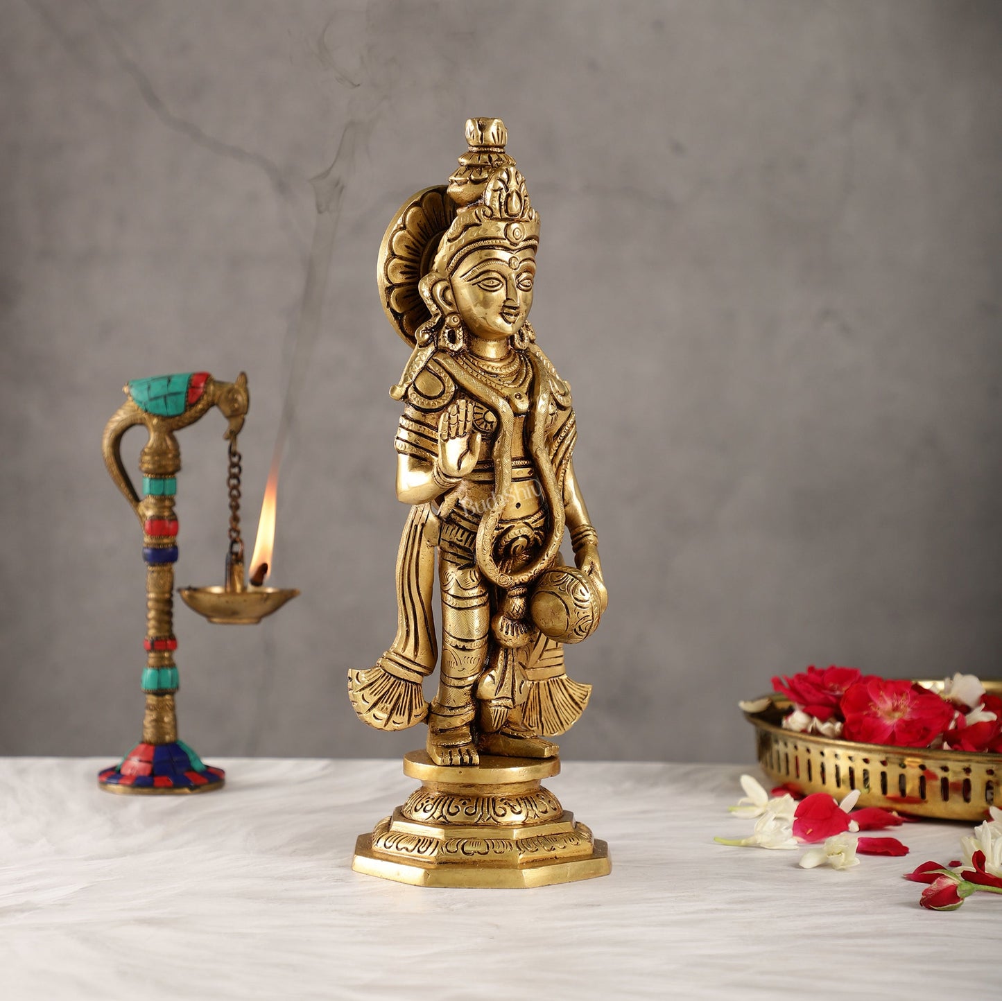 Superfine Brass Radha Krishna Idol | Height 12.5 inch - Budhshiv.com