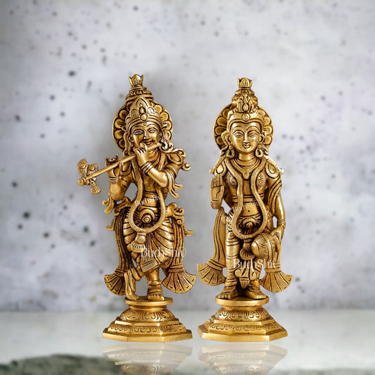 Superfine Brass Radha Krishna Idol | Height 12.5 inch - Budhshiv.com