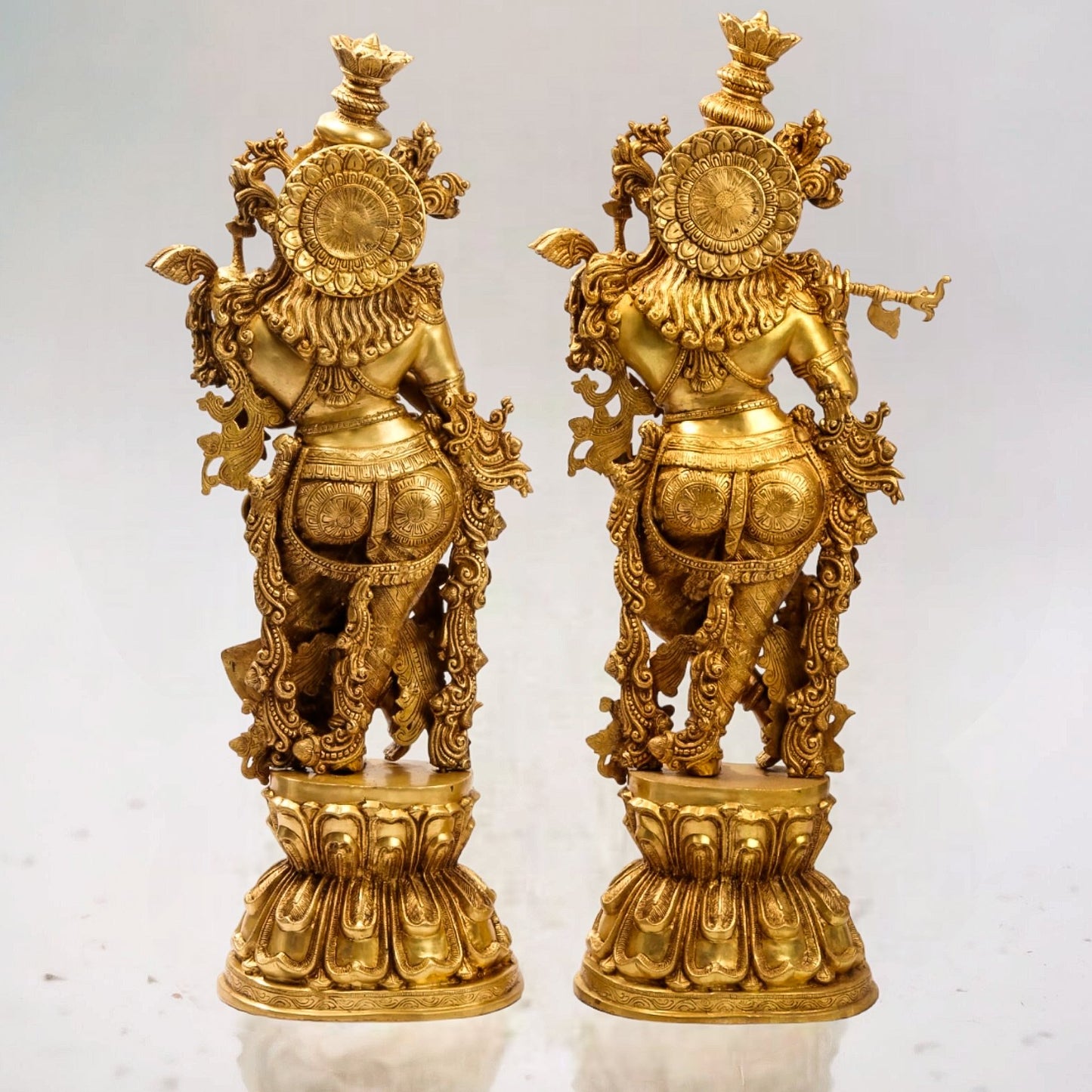 Superfine Brass Radha Krishna Statues - Handcrafted Perfection - 48" - Budhshiv.com