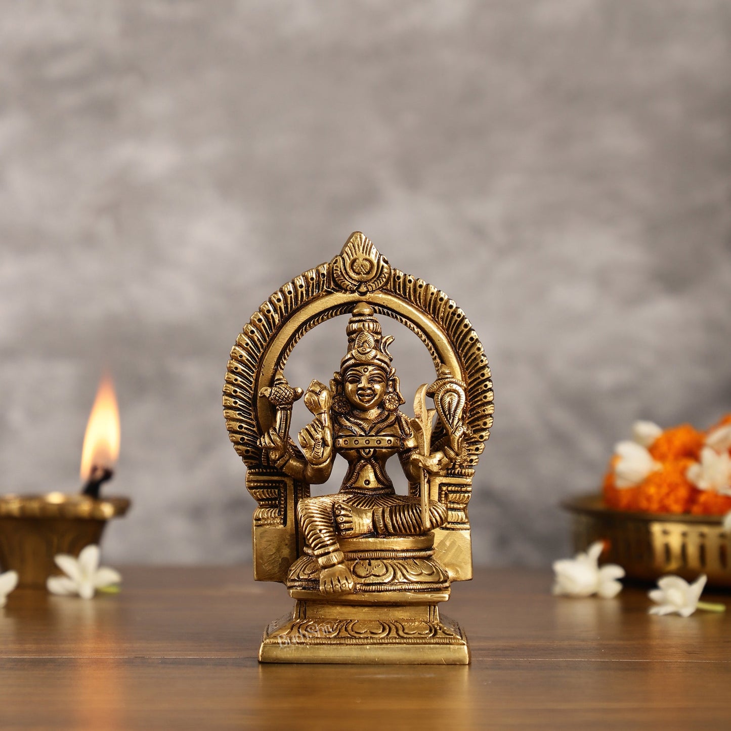 Superfine Brass Rajarajeshwari Tirupur Sundari Lalita Devi Idol | Height 6 inch - Budhshiv.com