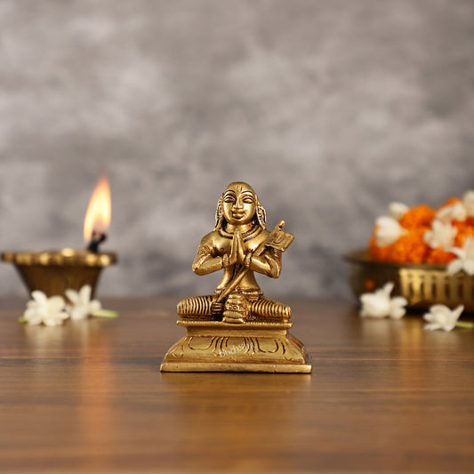 Superfine Brass Ramanujacharya Idol | Height 4 inch - Budhshiv.com