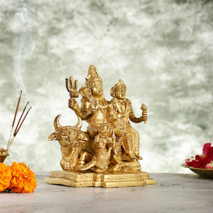Superfine Brass Shiv Parivar Idol - 7.5 Inch - Budhshiv.com