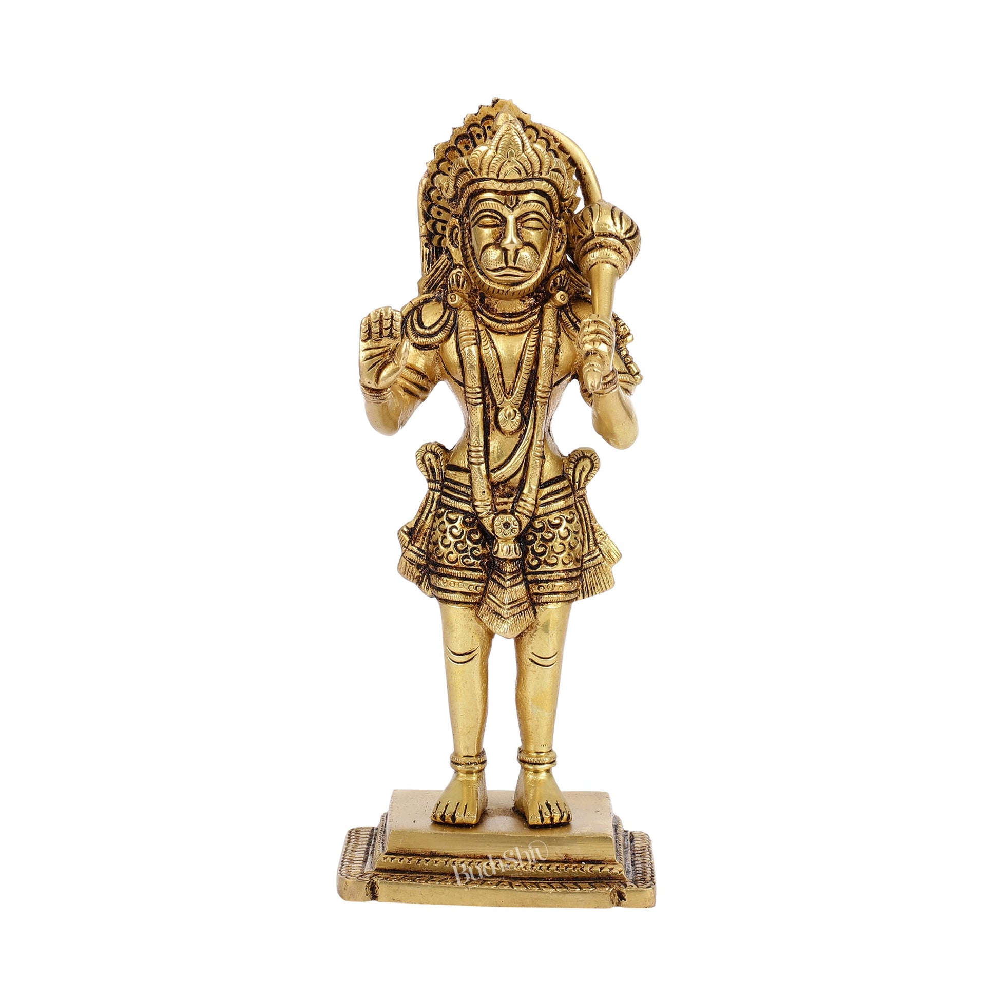 Superfine Brass Standing Hanuman Idol - 8.5 inch - Budhshiv.com