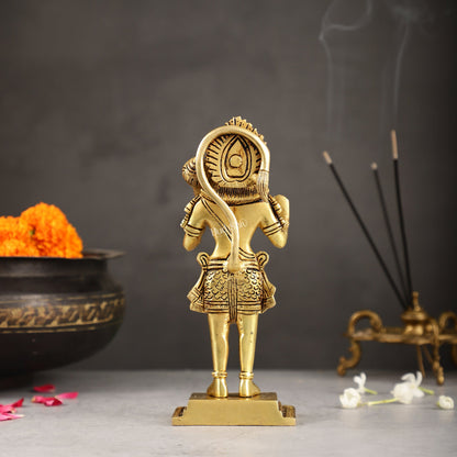 Superfine Brass Standing Hanuman Idol - 8.5 inch - Budhshiv.com