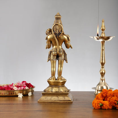 Superfine Brass Standing Lord Hanuman Idol | 16.5 inch - Budhshiv.com