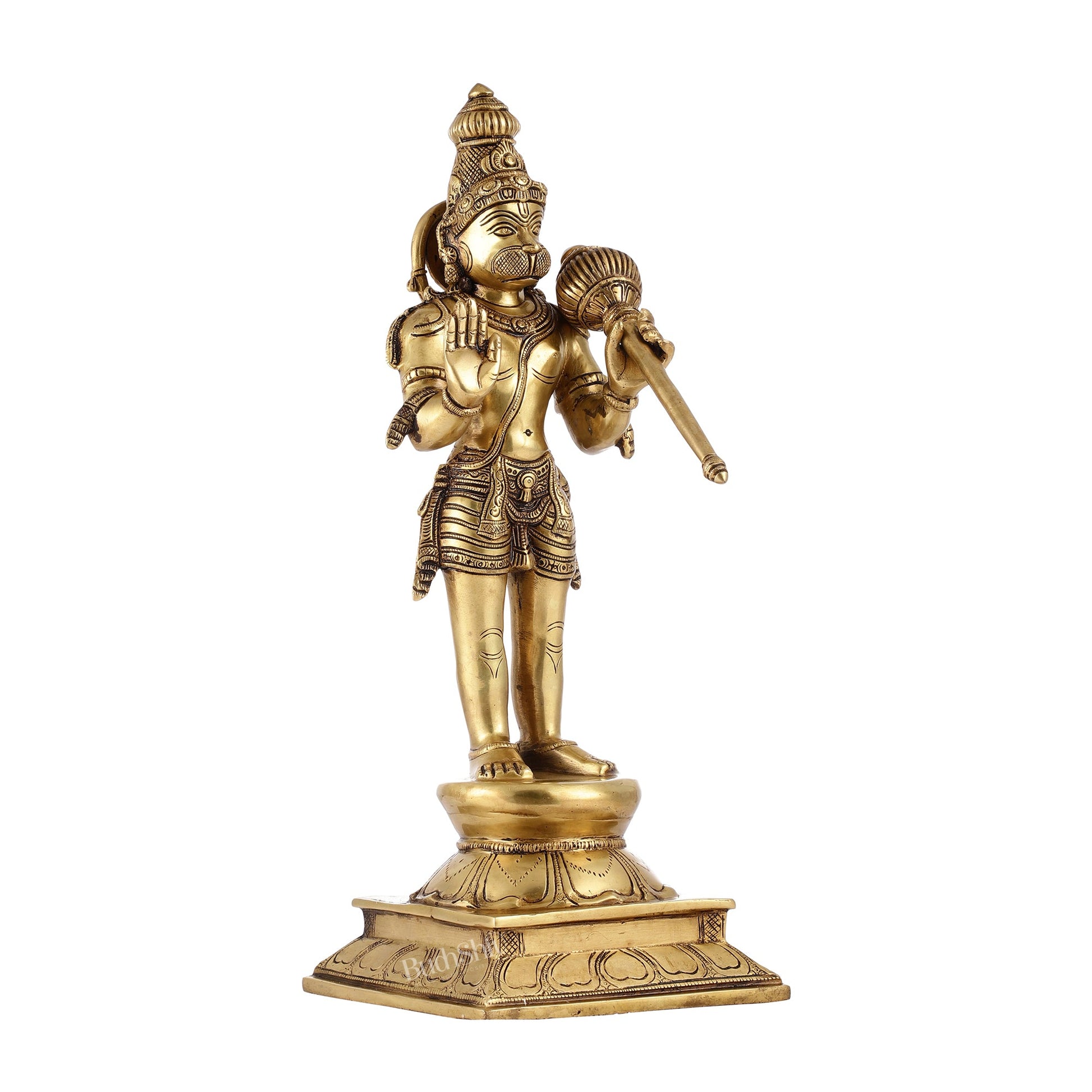 Superfine Brass Standing Lord Hanuman Idol | 16.5 inch - Budhshiv.com