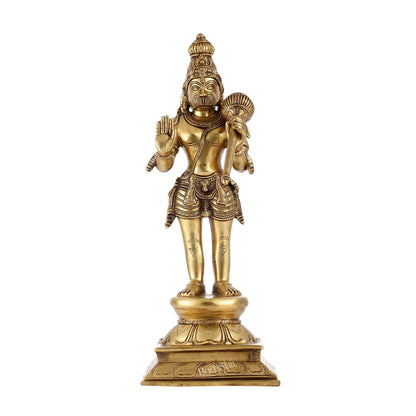 Superfine Brass Standing Lord Hanuman Idol | 16.5 inch - Budhshiv.com