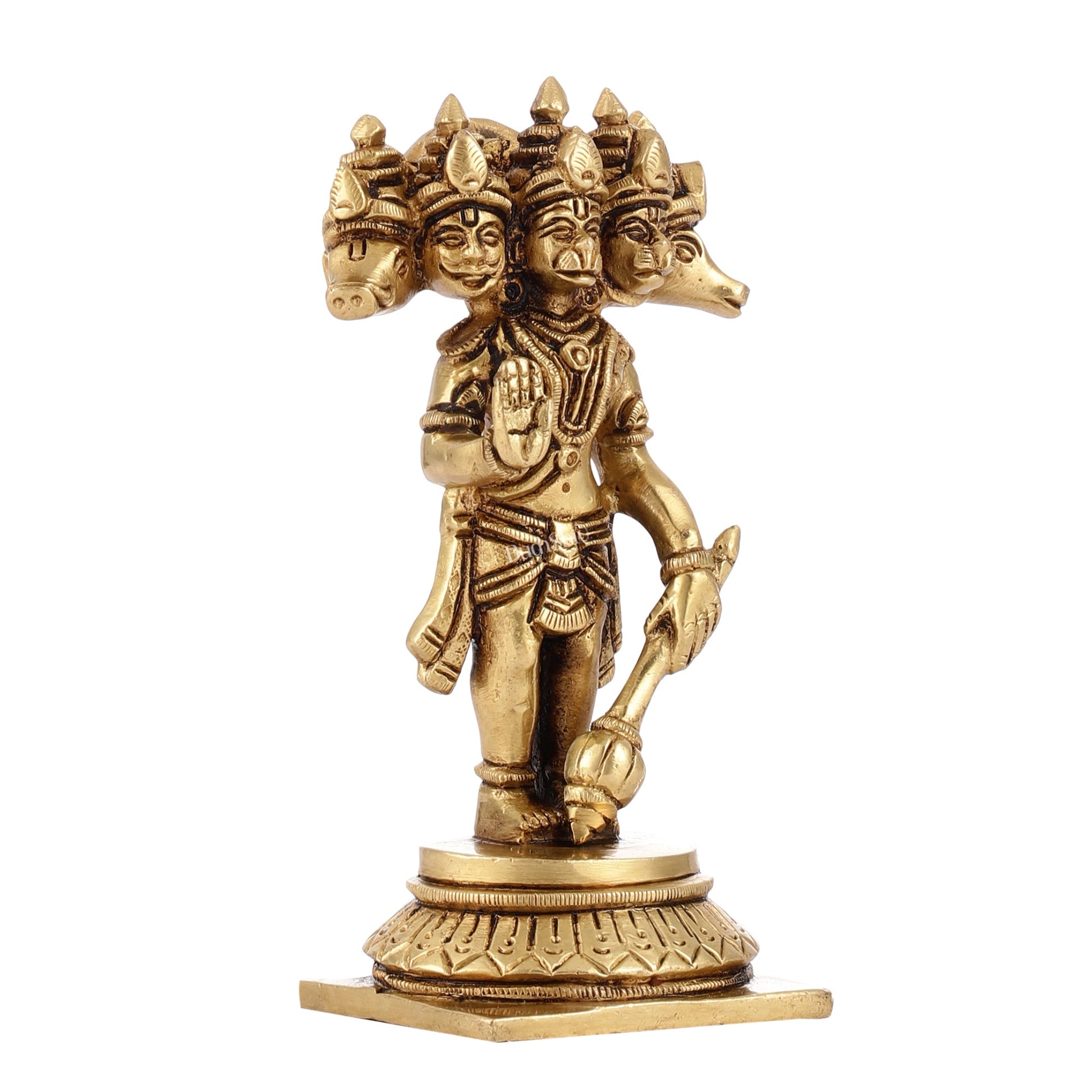 Superfine Brass Standing Panchmukhi Hanuman Murti | Height 5.5 inch - Budhshiv.com