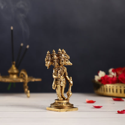 Superfine Brass Standing Panchmukhi Hanuman Murti | Height 5.5 inch - Budhshiv.com