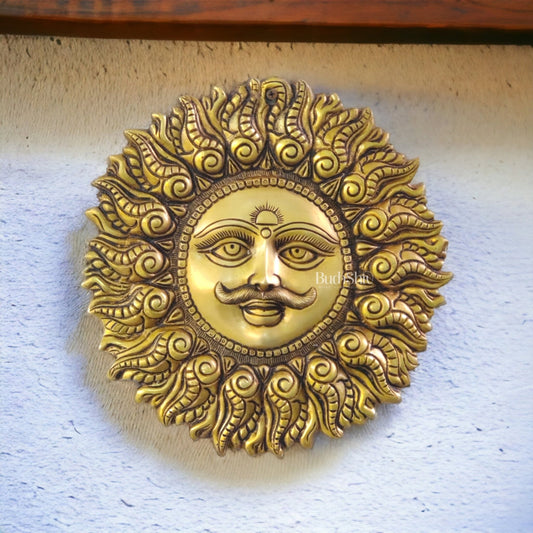 Superfine Brass Surya dev wall hanging 11" - Budhshiv.com