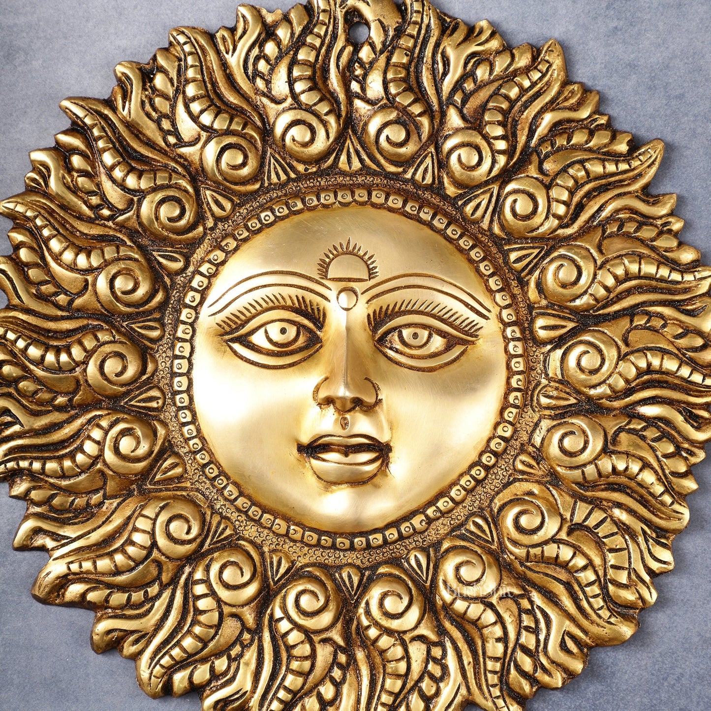 Superfine Brass Surya dev wall hanging antique tone - Budhshiv.com