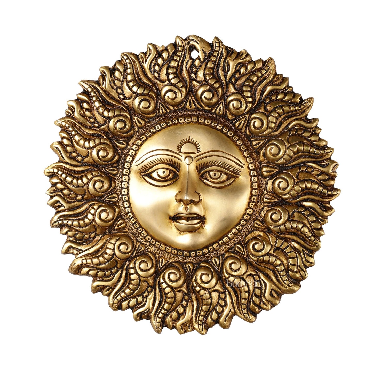 Superfine Brass Surya dev wall hanging antique tone - Budhshiv.com