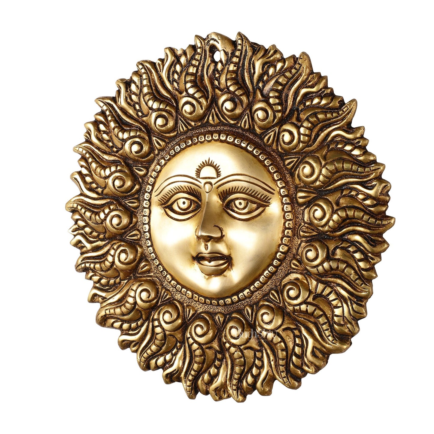 Superfine Brass Surya dev wall hanging antique tone - Budhshiv.com