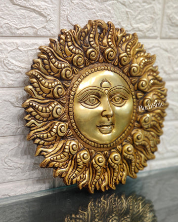 Superfine Brass Surya dev wall hanging - Budhshiv.com