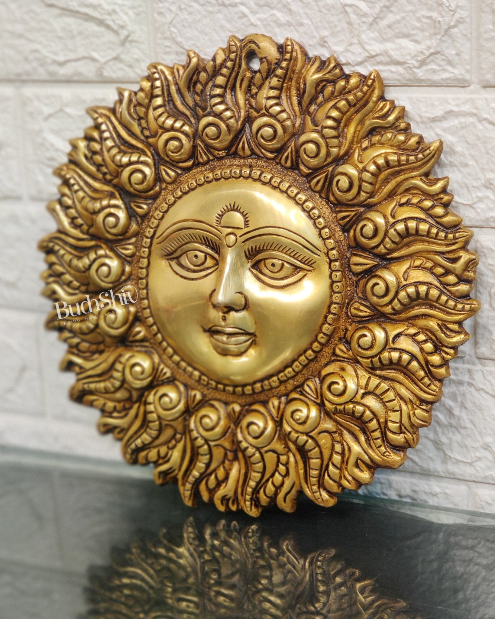 Superfine Brass Surya dev wall hanging - Budhshiv.com