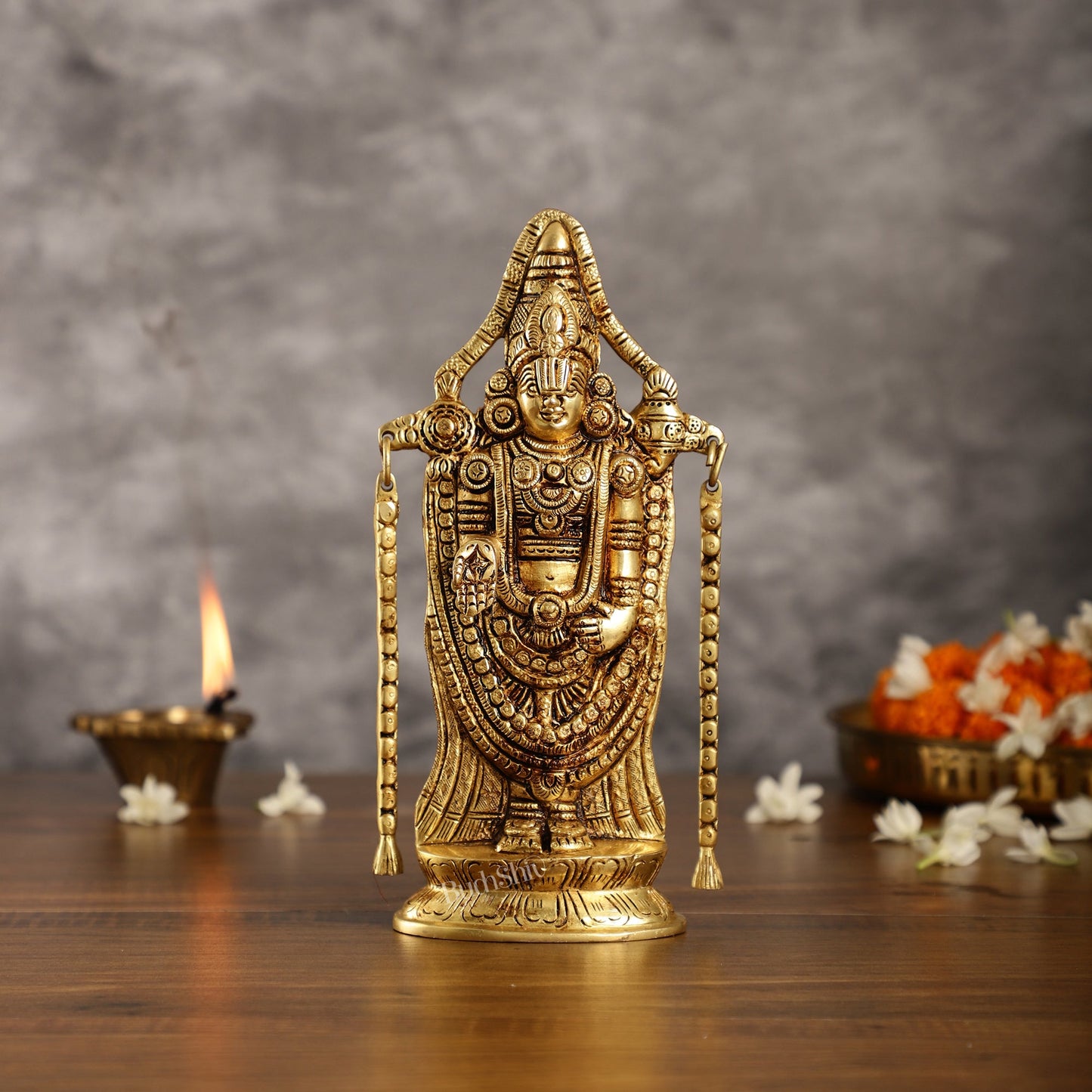 Superfine Brass Tirupati Balaji Lord Venkateshwara Idol | Height 10 inch - Budhshiv.com