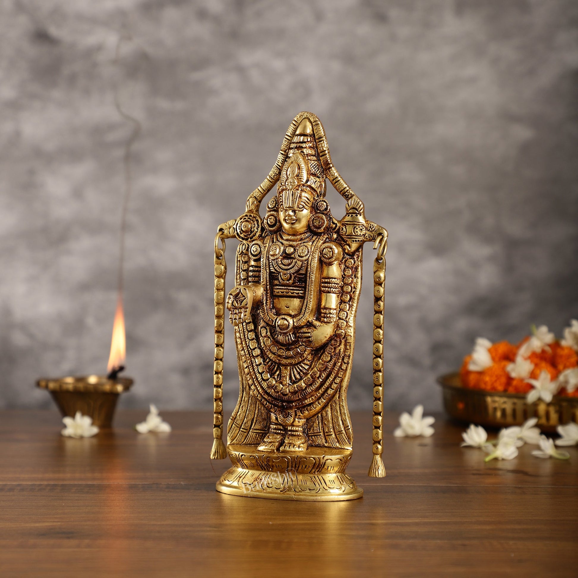 Superfine Brass Tirupati Balaji Lord Venkateshwara Idol | Height 10 inch - Budhshiv.com