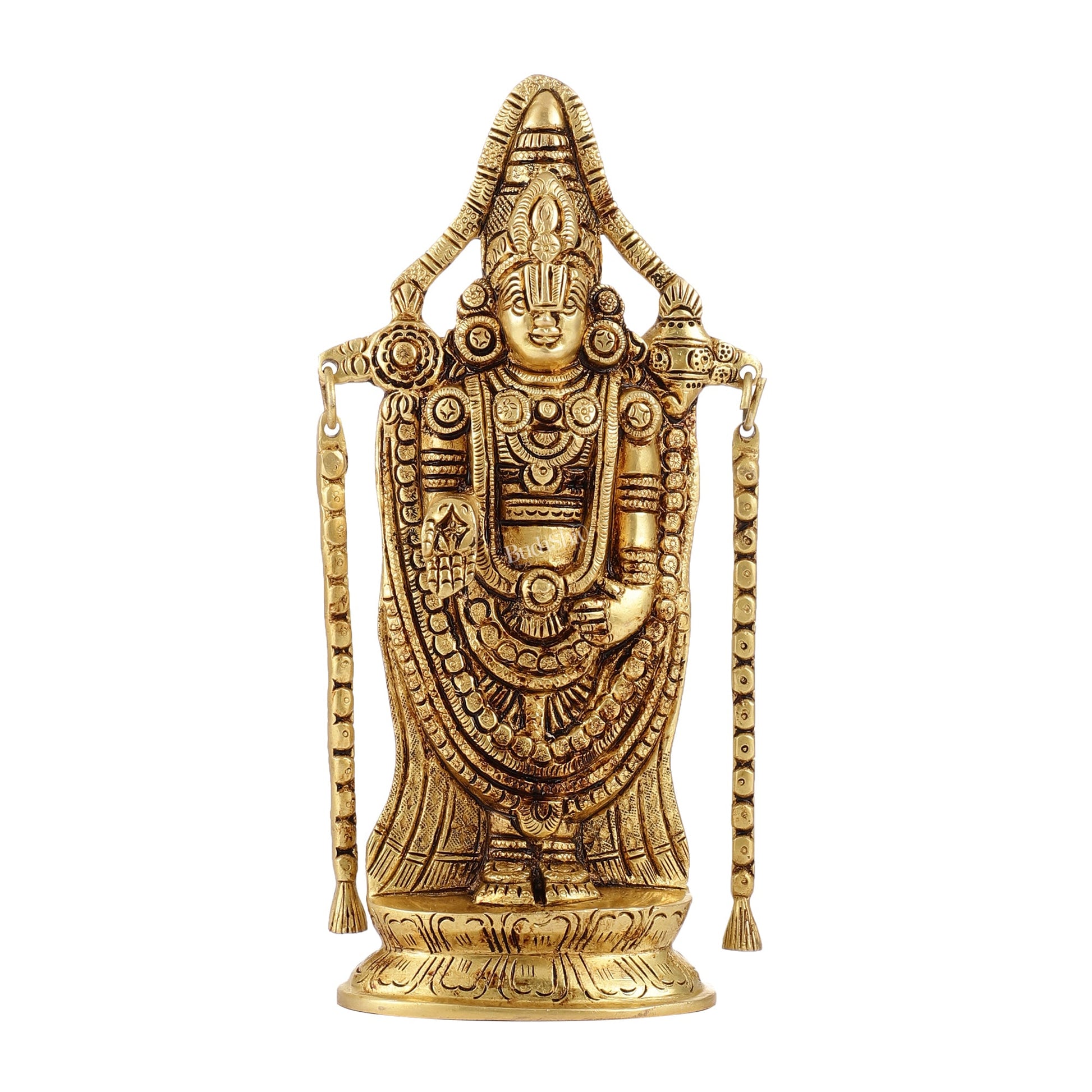 Superfine Brass Tirupati Balaji Lord Venkateshwara Idol | Height 10 inch - Budhshiv.com