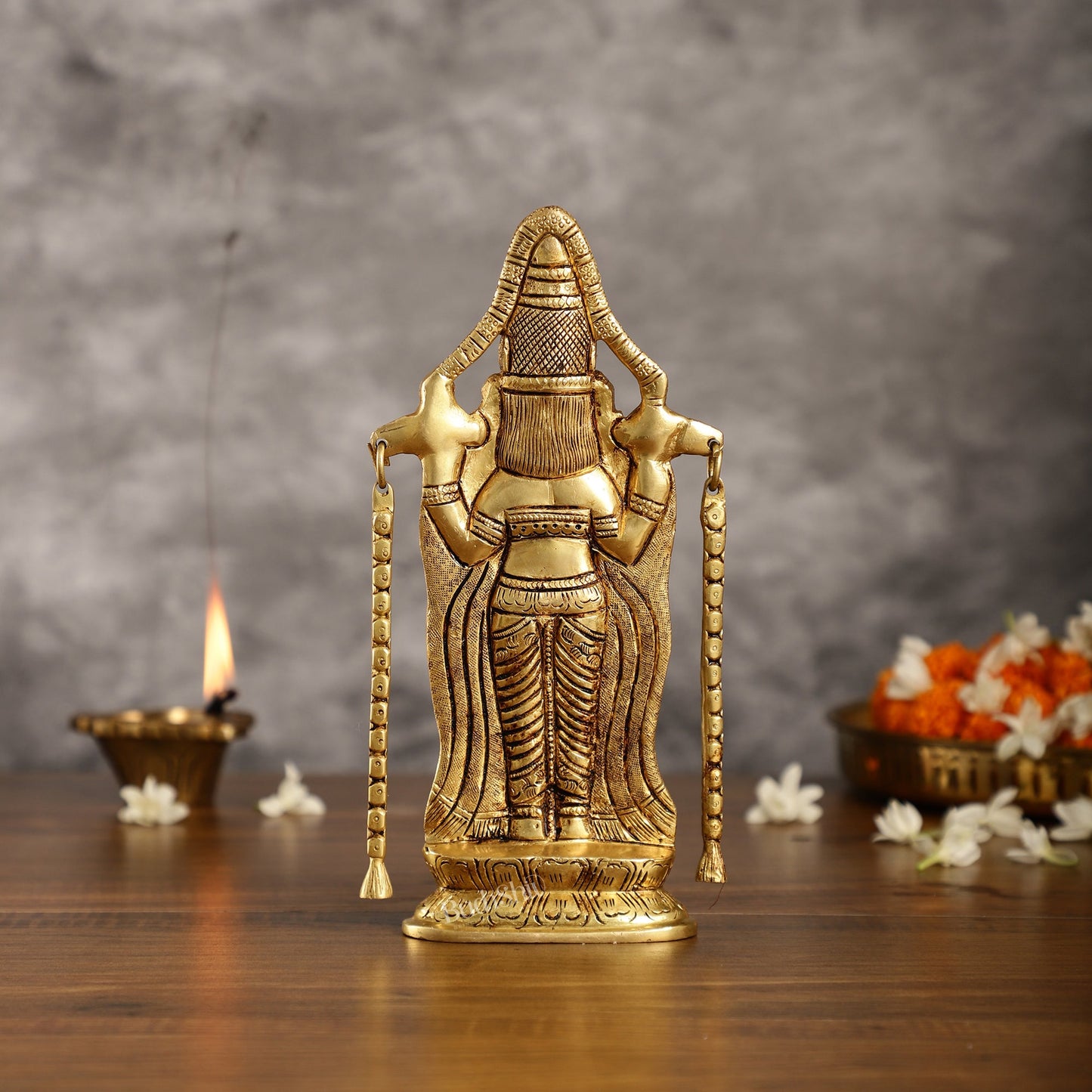 Superfine Brass Tirupati Balaji Lord Venkateshwara Idol | Height 10 inch - Budhshiv.com