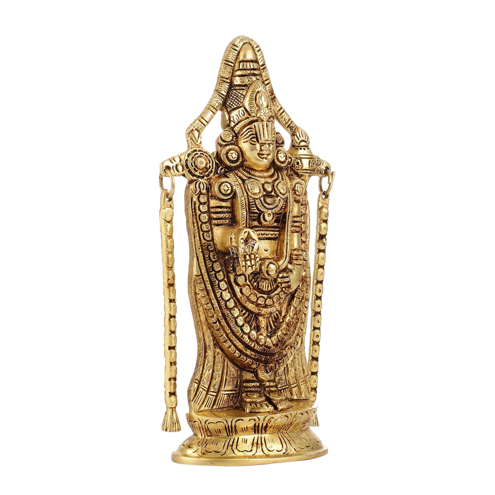 Superfine Brass Tirupati Balaji Lord Venkateshwara Idol | Height 10 inch - Budhshiv.com