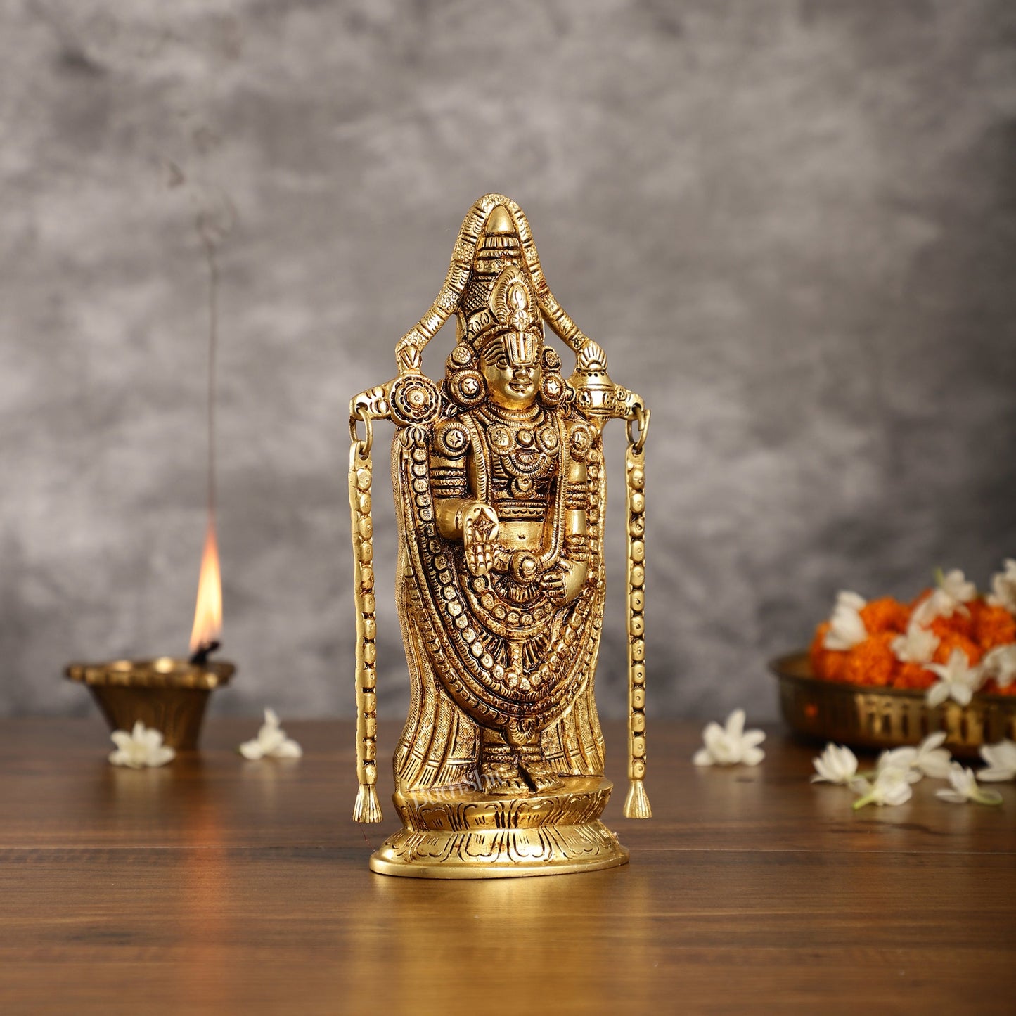 Superfine Brass Tirupati Balaji Lord Venkateshwara Idol | Height 10 inch - Budhshiv.com