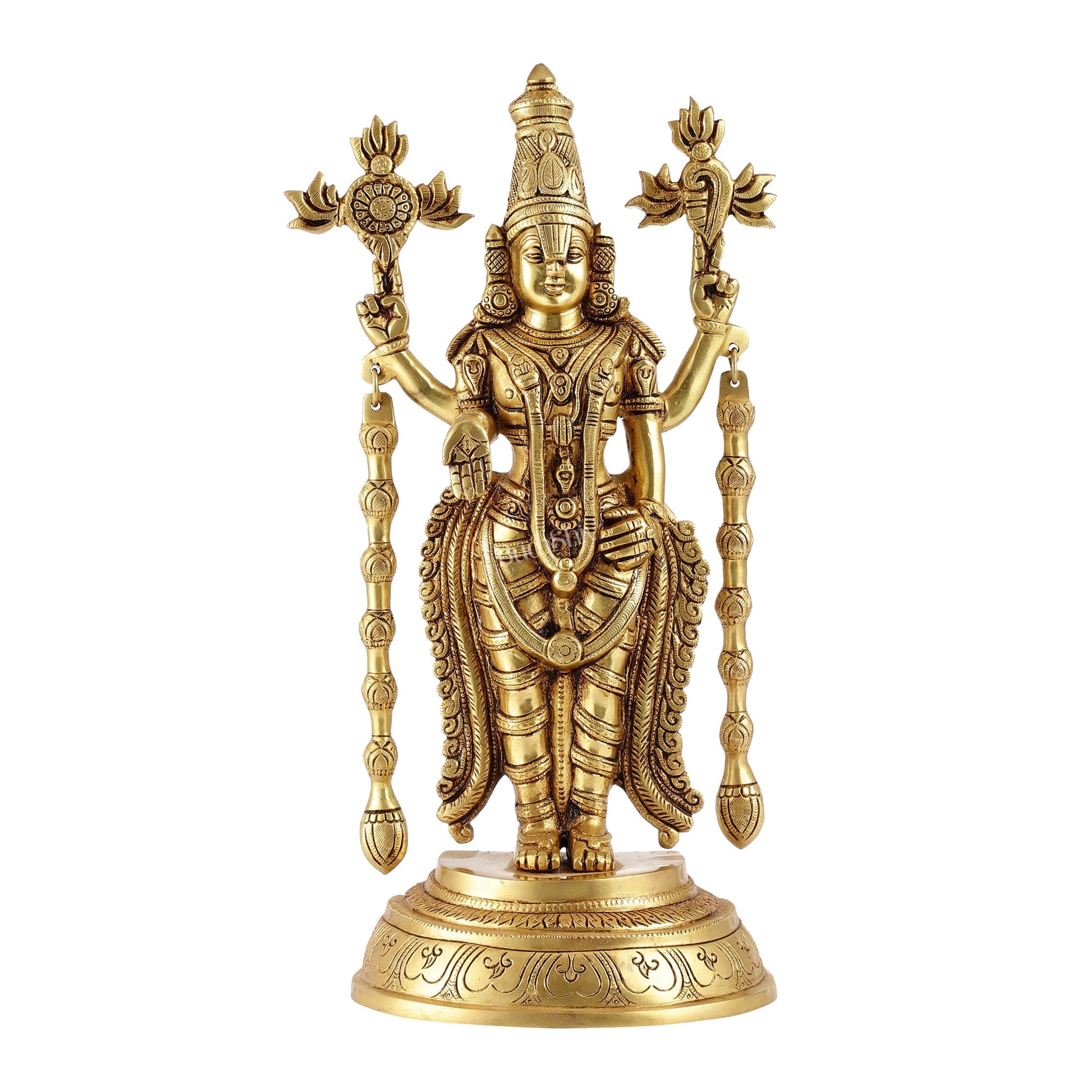 Superfine Brass Tirupati Balaji Lord Venkateshwara Idol | Statue 16 inch - Budhshiv.com