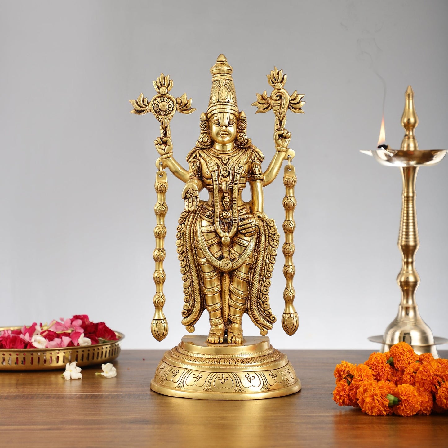 Superfine Brass Tirupati Balaji Lord Venkateshwara Idol | Statue 16 inch - Budhshiv.com