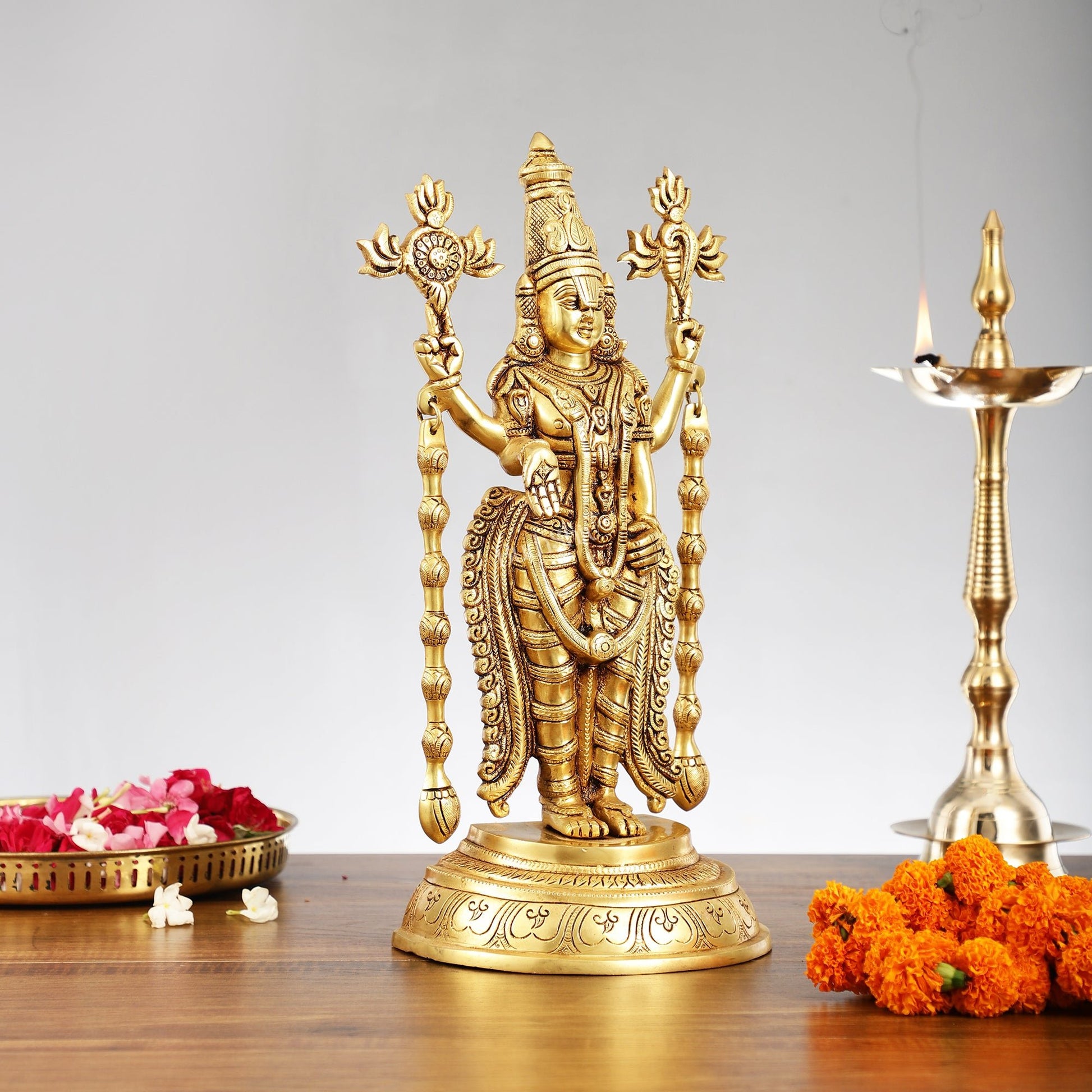 Superfine Brass Tirupati Balaji Lord Venkateshwara Idol | Statue 16 inch - Budhshiv.com