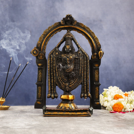 Superfine Brass Tirupati Balaji Lord Venkateshwara Swamy Idol - 13x9.5x3 Inch - Budhshiv.com
