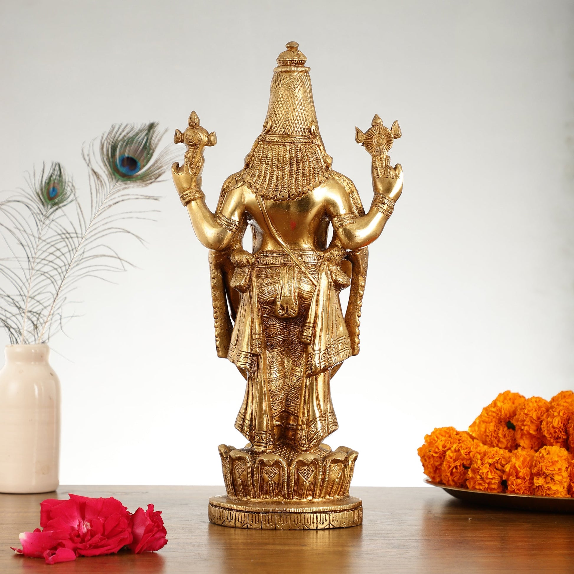 Superfine Brass Tirupati Balaji Lord Venkateshwara Swamy Statue - 16 Inch - Budhshiv.com