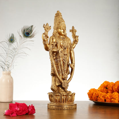 Superfine Brass Tirupati Balaji Lord Venkateshwara Swamy Statue - 16 Inch - Budhshiv.com