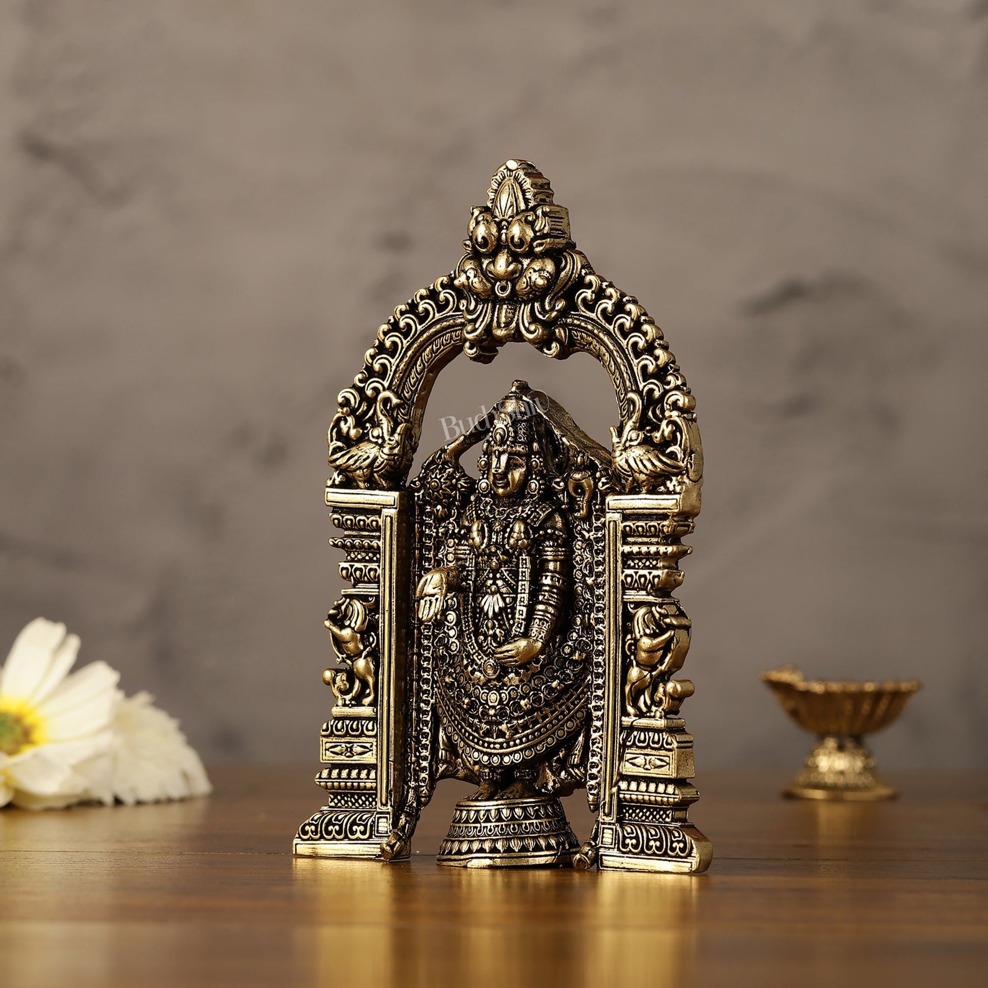 Superfine Brass Tirupati Balaji Statue - 6" - Budhshiv.com