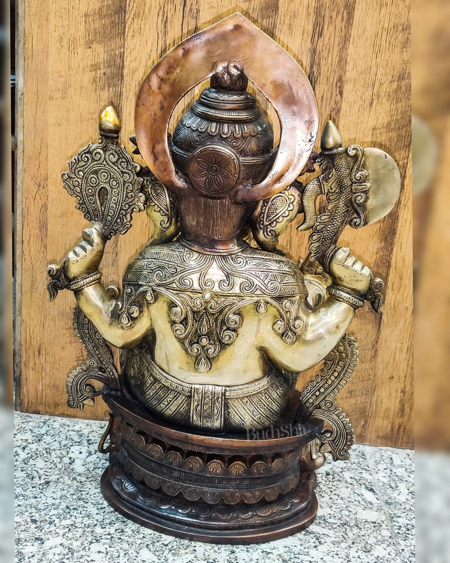 Superfine Handcrafted Brass Ganesha Statue - 22.5" Height - Budhshiv.com