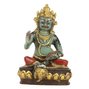 Superfine Handpainted Brass Lord Kubera Idol | 8" - Budhshiv.com