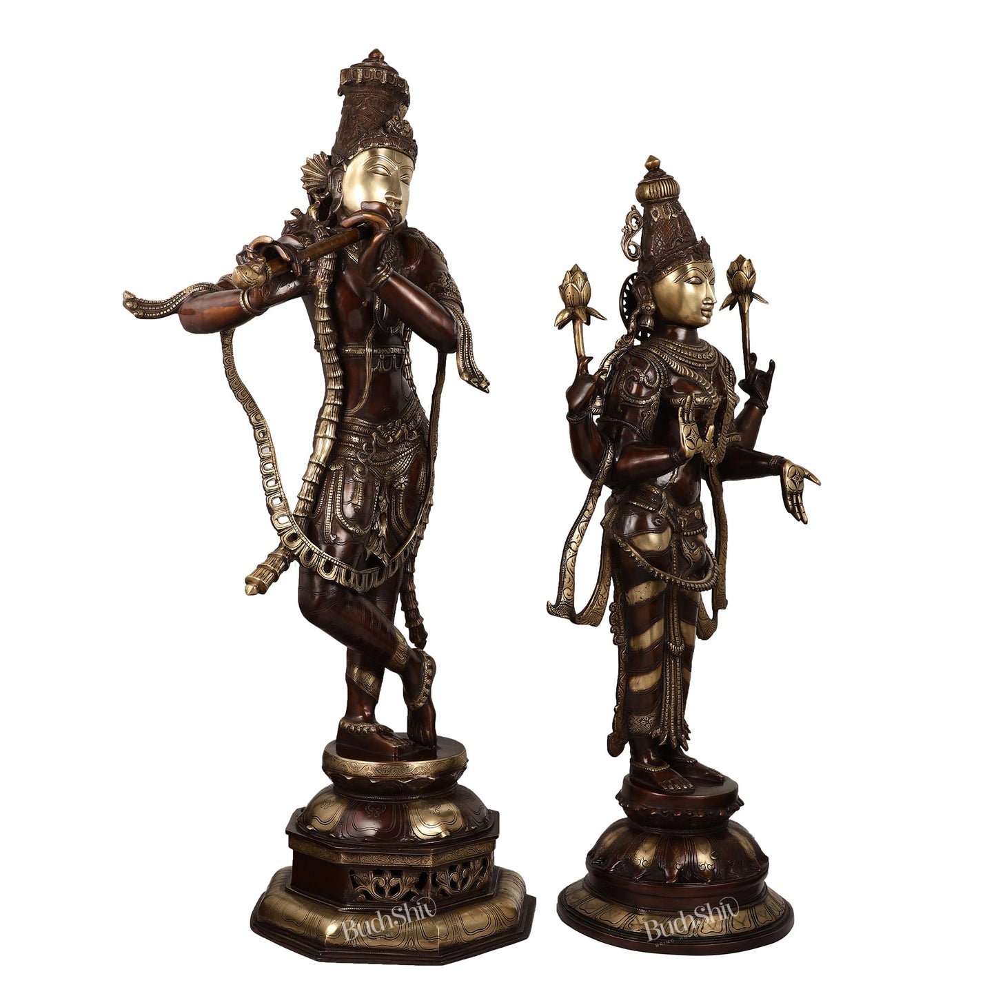 Superfine Large Radha Krishna statue - Premium Quality Brass 45 inch - Budhshiv.com