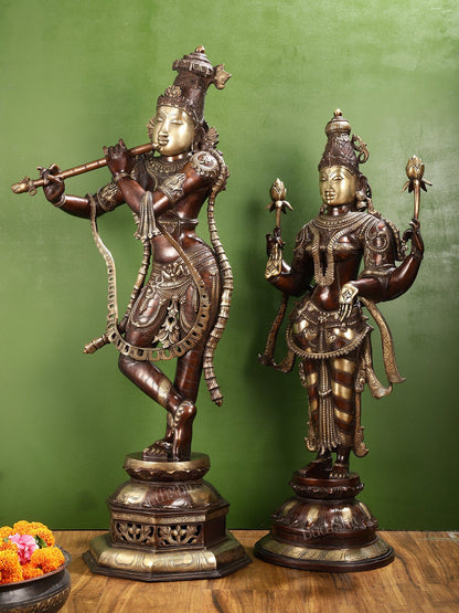 Superfine Large Radha Krishna statue - Premium Quality Brass 45 inch - Budhshiv.com