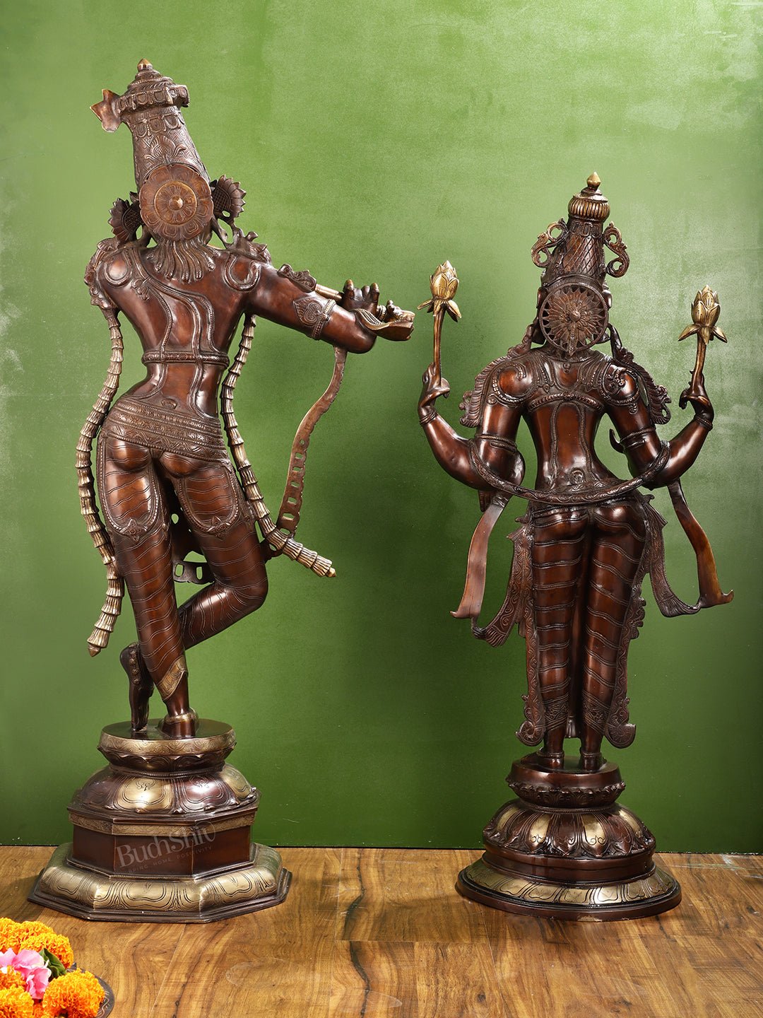 Superfine Large Radha Krishna statue - Premium Quality Brass 45 inch - Budhshiv.com