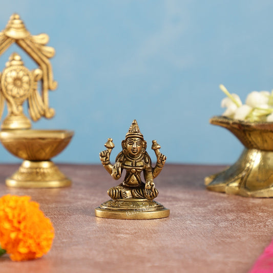 Superfine Small Brass Goddess Lakshmi Idol | Height 2.5 inch - Budhshiv.com