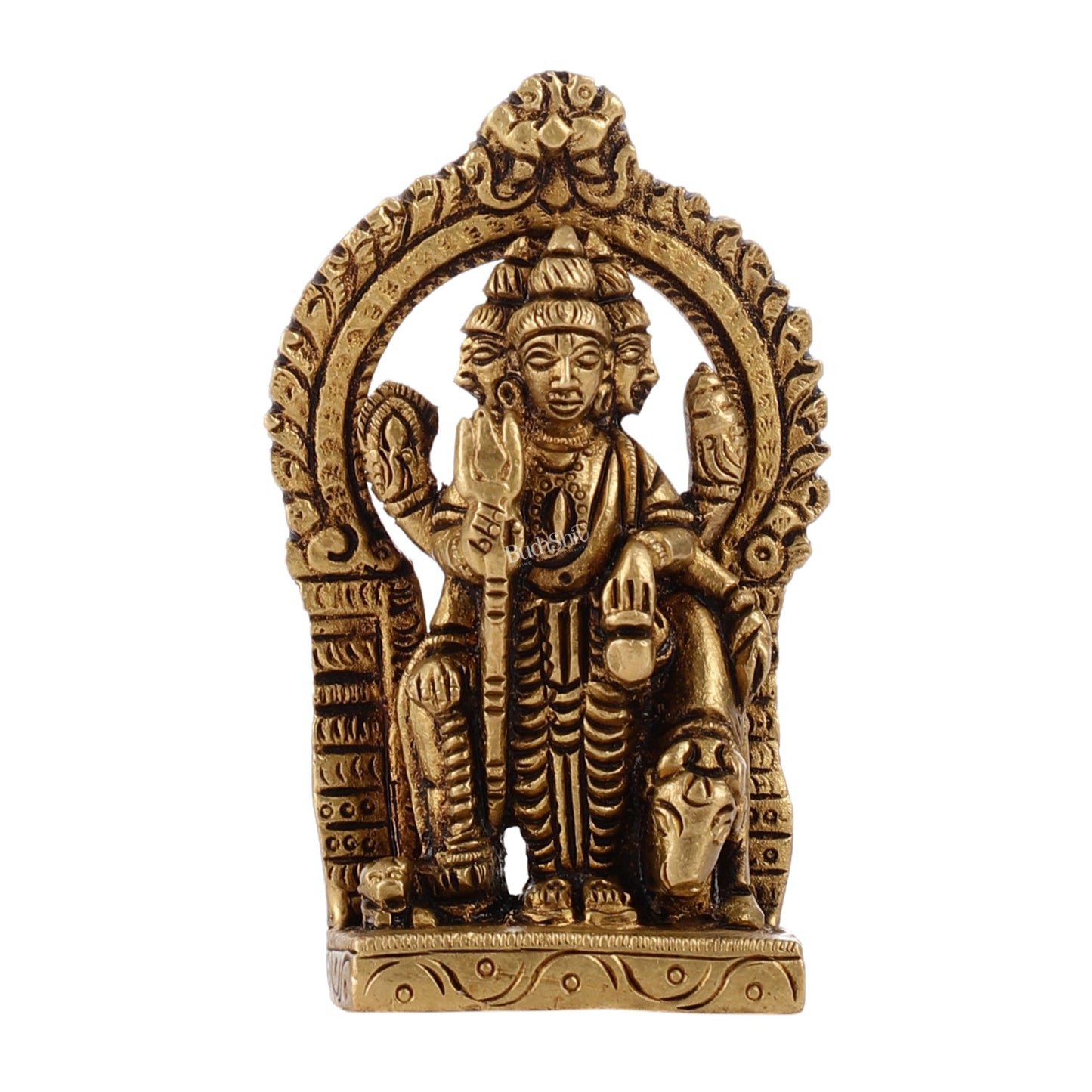 Superfine Small Brass Lord Dattatreya Guru Idol | Height 3.5 inch - Budhshiv.com