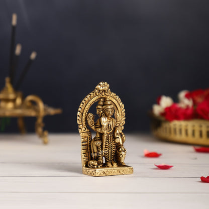 Superfine Small Brass Lord Dattatreya Guru Idol | Height 3.5 inch - Budhshiv.com