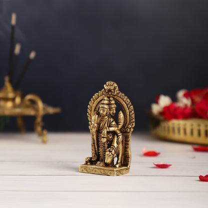 Superfine Small Brass Lord Dattatreya Guru Idol | Height 3.5 inch - Budhshiv.com