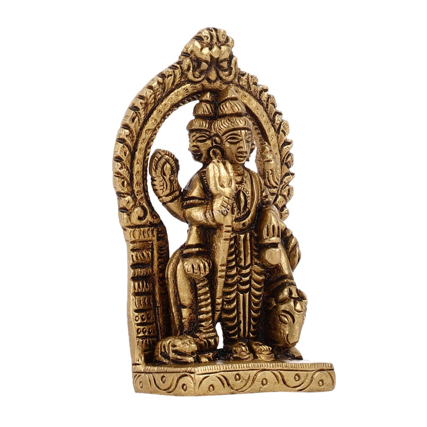 Superfine Small Brass Lord Dattatreya Guru Idol | Height 3.5 inch - Budhshiv.com