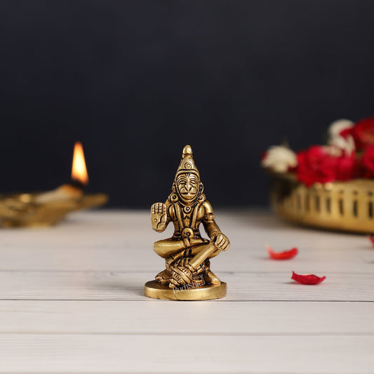 Superfine Small Brass Lord Hanuman Idol for Home Temple | Height 3 inch - Budhshiv.com