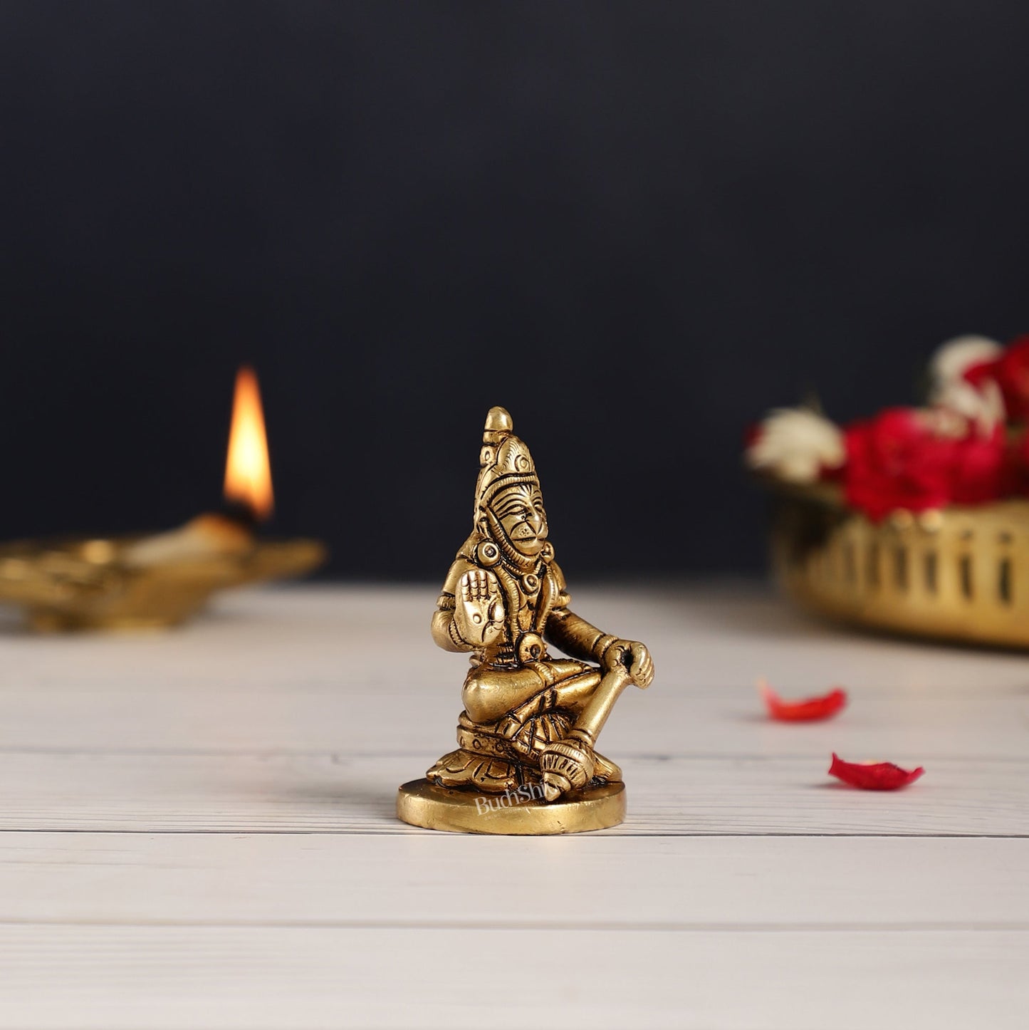 Superfine Small Brass Lord Hanuman Idol for Home Temple | Height 3 inch - Budhshiv.com