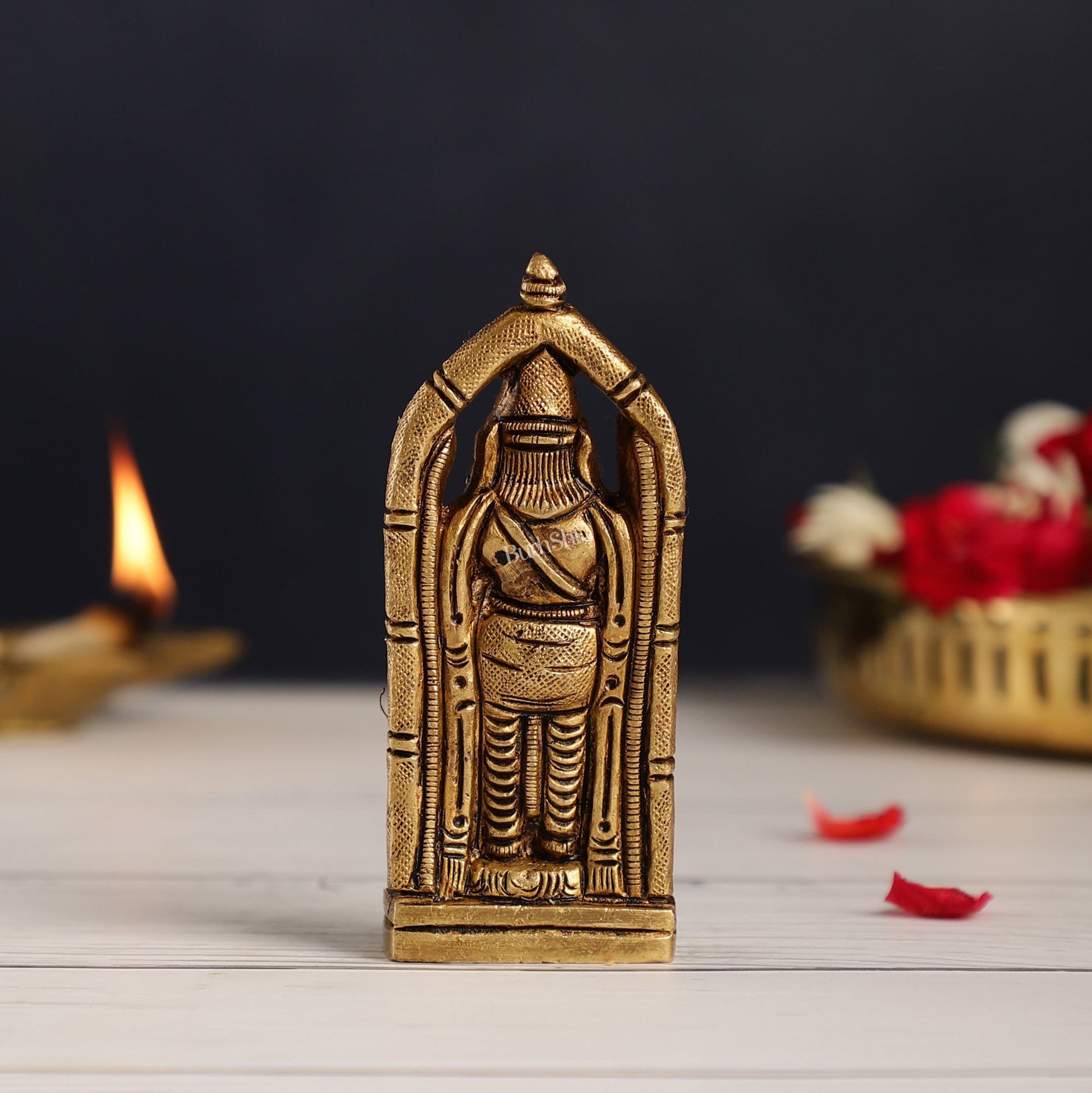 Superfine Small Brass Tirupati Balaji Idol | Height 4 inch - Budhshiv.com