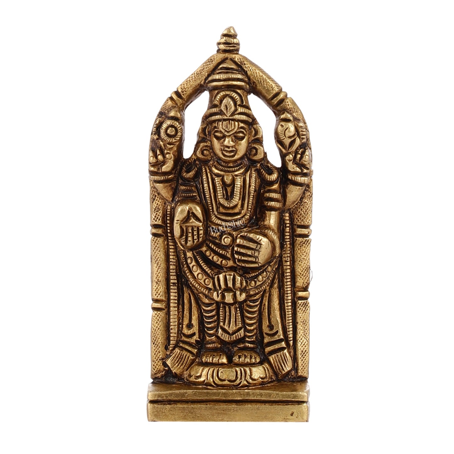 Superfine Small Brass Tirupati Balaji Idol | Height 4 inch - Budhshiv.com