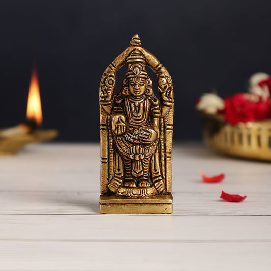 Superfine Small Brass Tirupati Balaji Idol | Height 4 inch - Budhshiv.com