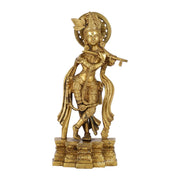 Supreme Krishna: Exquisite 12-Inch Brass Idol - Budhshiv.com