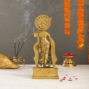 Supreme Krishna: Exquisite 12-Inch Brass Idol - Budhshiv.com