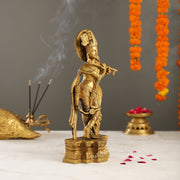 Supreme Krishna: Exquisite 12-Inch Brass Idol - Budhshiv.com